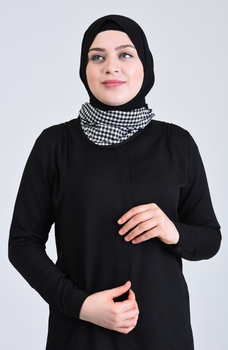 Sefamerve Bandana Ekose Desen Yüz Maske 8801B-01 Siyah Beyaz