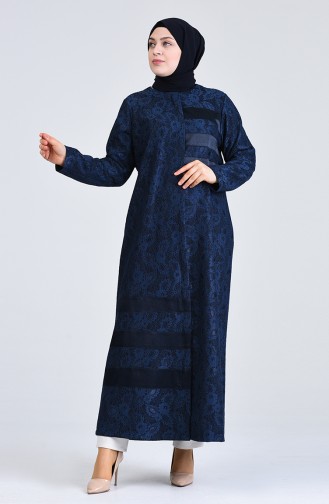 Plus Size Lace Topcoat 0297-02 Navy Blue 0297-02