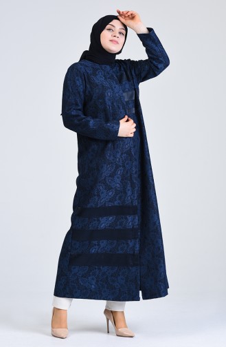 Plus Size Lace Topcoat 0297-02 Navy Blue 0297-02