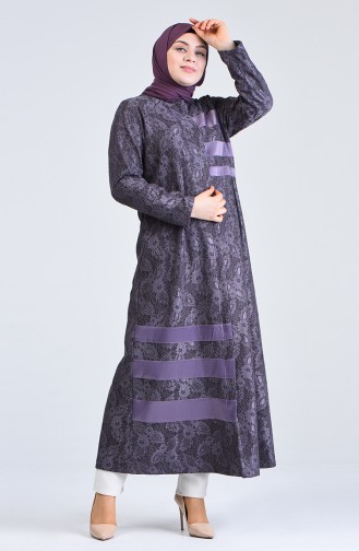 Grösse Grosse Pailletten Hijab Mantel 0297-03 Lilafarbig 0297-03