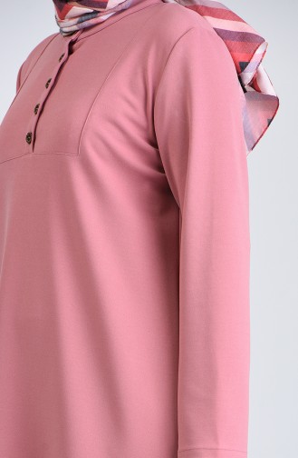 Plus Size Button-up Tunic Trousers Double Set 0888-07 Dry Rose 0888-07