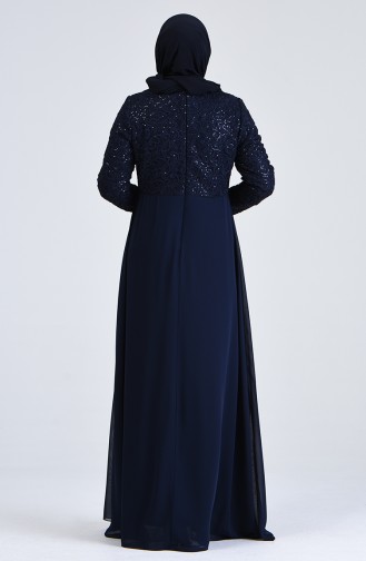 Dunkelblau Hijab-Abendkleider 1309-03