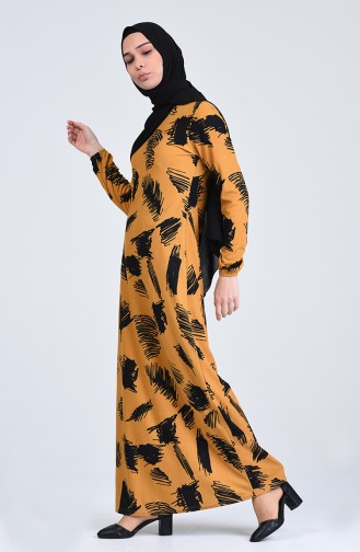 Patterned Dress 8867-03 Mustard 8867-03