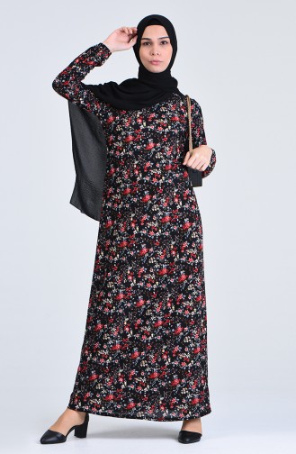 Schwarz Hijab Kleider 8868-01