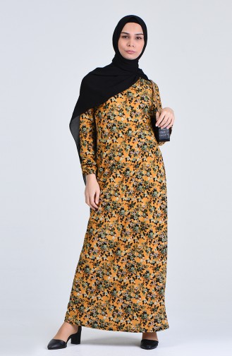 Mustard İslamitische Jurk 8868-02