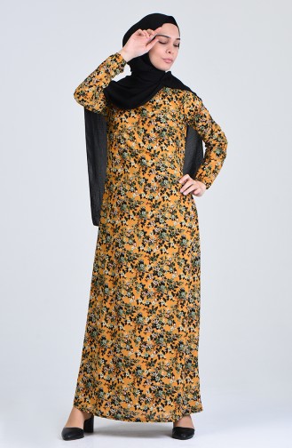 Mustard İslamitische Jurk 8868-02