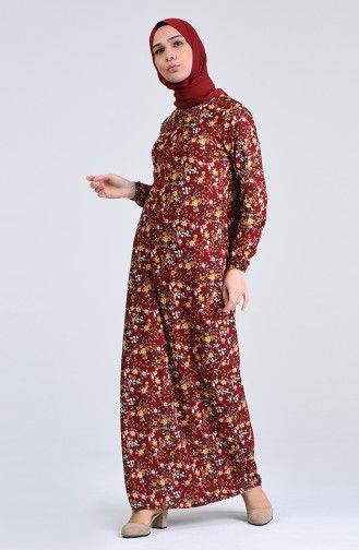 Brick Red Hijab Dress 8868-05