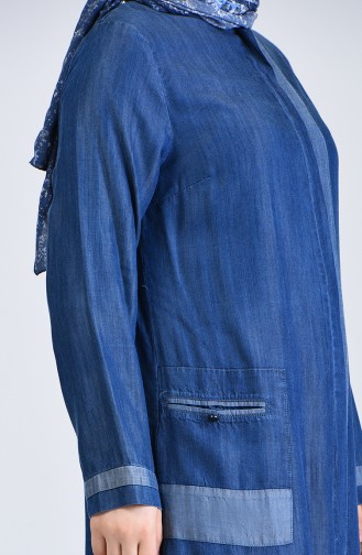 Grösse Grosse Tunika mit Tasche 262-01 Jeans Blau 0262-01