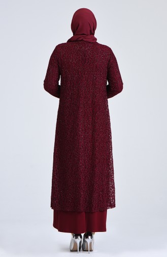 Claret Red Hijab Evening Dress 2228-05