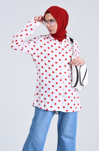 Polka Dot Hemd  6000A-03 Naturfarbe Rot 6000A-03