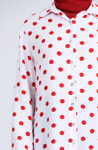 Chemise à Pois 6000A-03 Écru Rouge 6000A-03