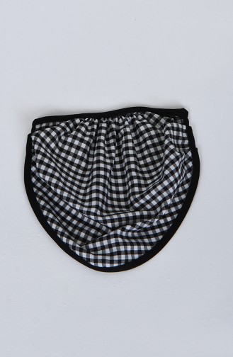 Sefamerve Bandana Plaid Pattern Face Mask 8801b-01 Black white 8801B-01