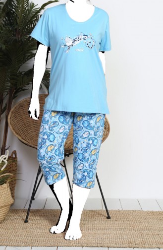 Grösse Grosse Kurzarm Pyjama Set 812079-A Blau 812079-A