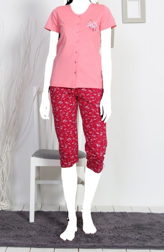 Damen kurzarm Pyjama Set 812113-B Pink 812113-B