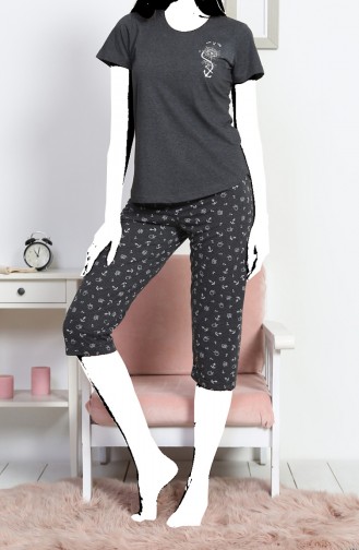 Ensemble Pyjama Capri à Manches Courtes Pour Femme 812173 Anthracite 812173