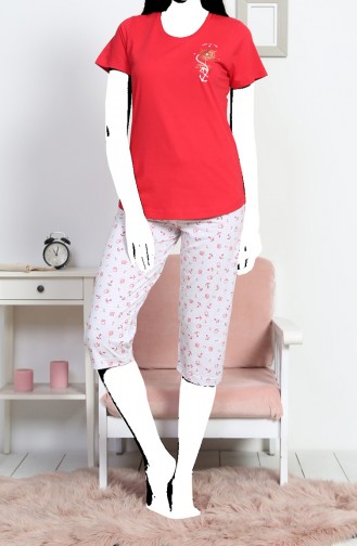 women s Short Sleeve Capri Pyjama Set 812173-b Pomegranate Flower 812173-B