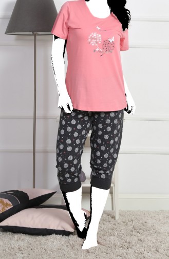 Damen Grösse Grosse Kurzarm Pyjama Set  812182-A Pink 812182-A