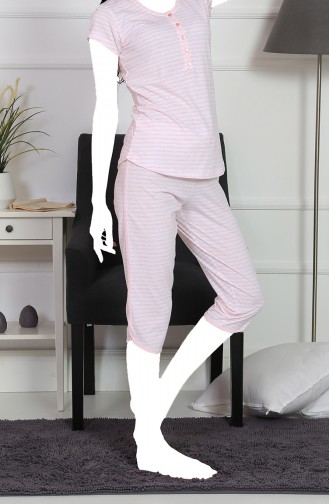 Ladies Short Sleeve Capri Pyjama Set 911003-b Pink 911003-B