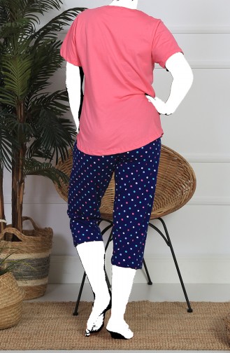 Ladies Plus Size Short Sleeve Capri Sleepwear Set 911243-b Fuchsia 911243-B