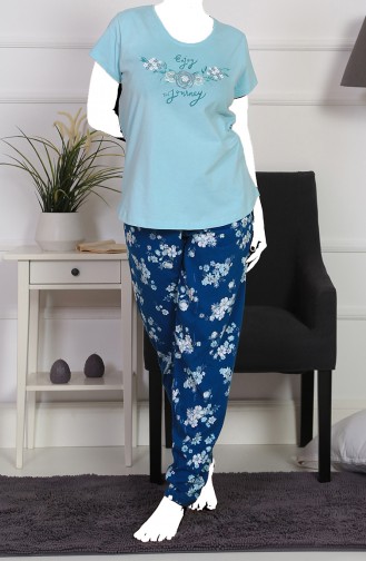 Damen Grösse Grosse Kurzarm Capri Pyjama Set 911249-B Mandelgrün 911249-B