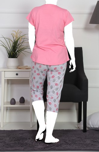 Damen Grösse Grosse Kurzarm Capri Pyjama Set  911269-A Pink 911269-A