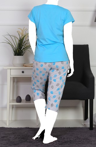 Ladies Plus Size Short Sleeve Capri Sleepwear Set 911269-b Turquoise 911269-B