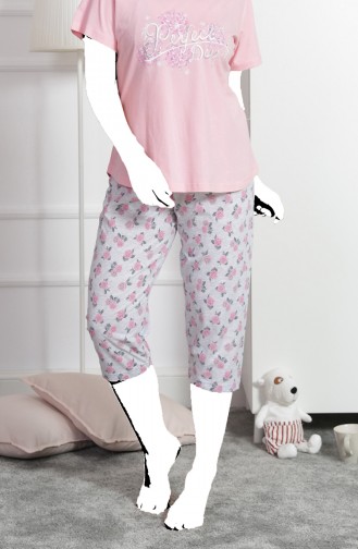Damen Grösse Grosse Kurzarm Capri Pyjama Set  911273-B Pink 911273-B