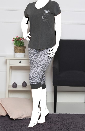 women s Plus Size Short Sleeve Capri Pyjama Set 912014-a Anthracite 912014-A