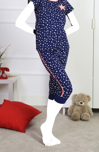 Ladies Short Sleeve Capri Pajama Set 912100-a İndigo 912100-A