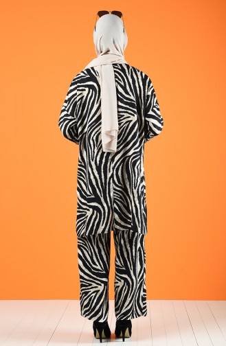 Zebra Desen Tunik Pantolon İkili Takım 8197-01 Siyah