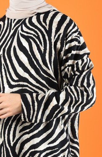 Zebra Desen Tunik Pantolon İkili Takım 8197-01 Siyah