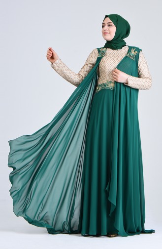 Evening Dress with Cloak 8k48411002-03 Emerald Green 8K48411002-03