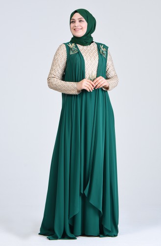 Evening Dress with Cloak 8k48411002-03 Emerald Green 8K48411002-03