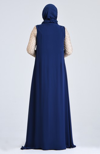 Navy Blue Hijab Evening Dress 8K48411002-04
