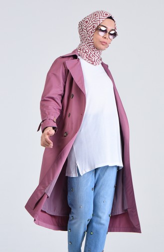 Trench Coat a Ceinture 1056-01 Rose Pâle 1056-01