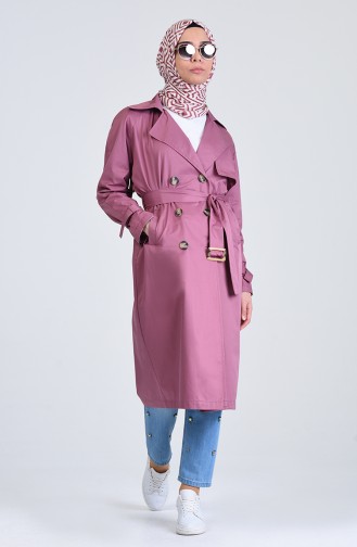 Trench Coat a Ceinture 1056-01 Rose Pâle 1056-01