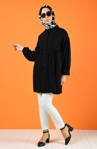 Düğmeli Tunik 8213-04 Siyah