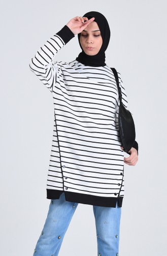 Striped Sports Tunic 0846-01 Black 0846-01