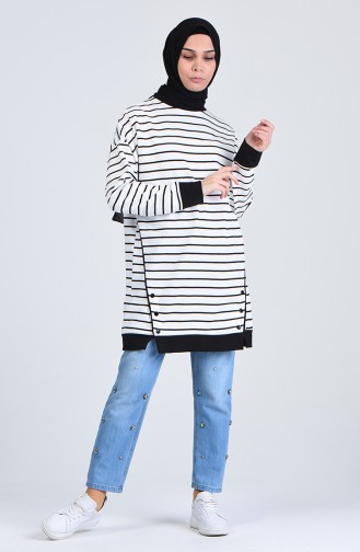 Striped Sports Tunic 0846-01 Black 0846-01