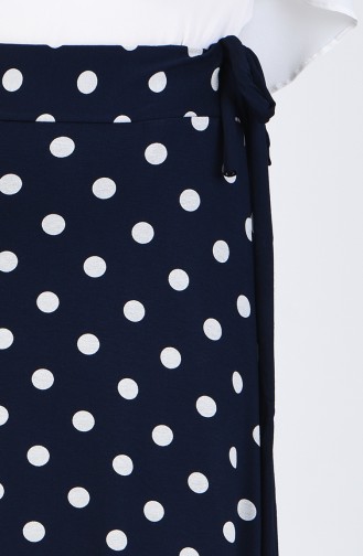 Elastic waist Spotted Skirt 0766-02 Navy Blue 0766-02