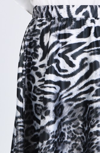 Leopar Desenli Kloş Saten Etek 2102-03 Gri