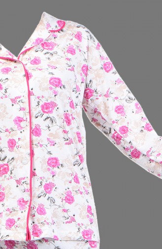 Patterned Pajama Suit 1005-03 Fuchsia 1005-03
