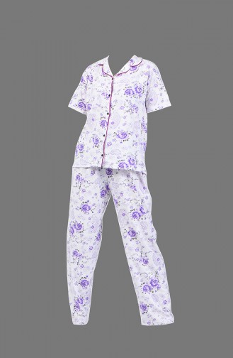 Short Sleeve Pajama Suit 1500-01 Purple 1500-01