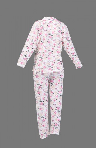 Patterned Pajama Suit 1005-02 Damson Pink 1005-02