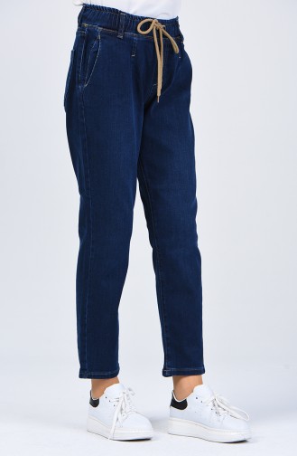 Elastic Skinny leg Jeans Pants 0718-01 Navy Blue 0718-01