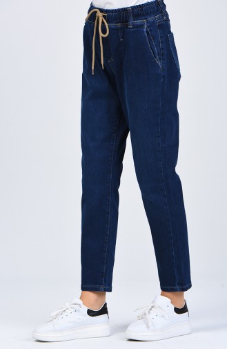 Elastic Skinny leg Jeans Pants 0718-01 Navy Blue 0718-01