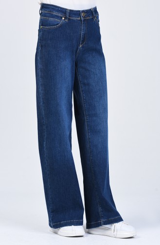 Pantalon Jeans a Boutons 9100-01 Bleu Marine 9100-01
