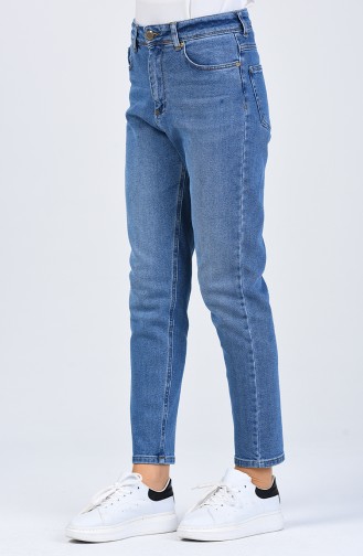 Pantalon Mom Jeans 9110-01 Bleu Jean 9110-01