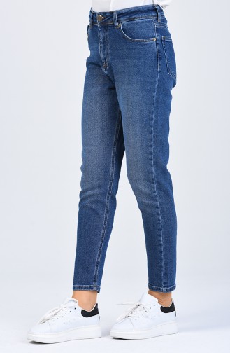 Mom Jeans Pants 9110-02 Navy Blue 9110-02