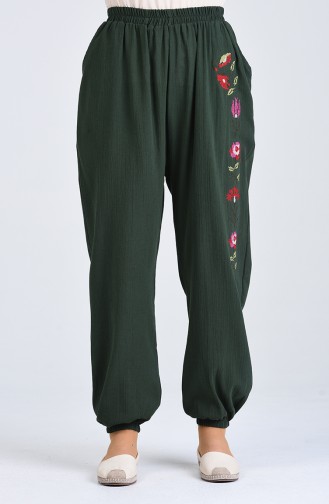 Chile Cloth Embroidered Pants 0019-01 Dark Green 0019-01